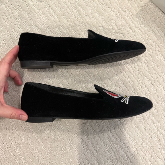 Stuart Weitzman lunar rabbit black velvet loafer smoking flat size 6 - Picture 6 of 9